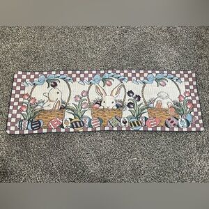 Easter Bunny basket eggs Tapestry Table Runner